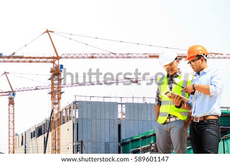 Similar – Image, Stock Photo Scaffolding Building construction Commercial construction Housing construction with sunbeams