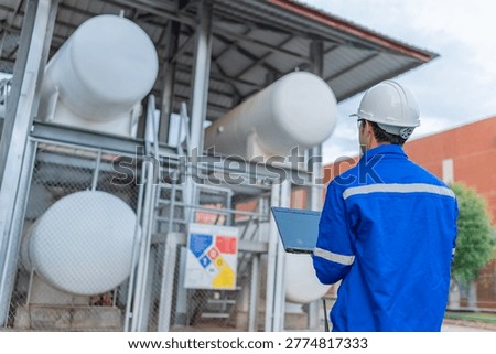 Engineers and supervisor work place to keep liquid helium,preventive maintenance schedule checking,Thailand people,Consult technical problems