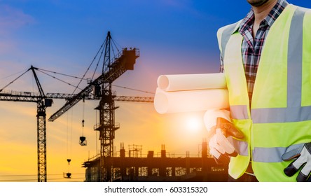 Engineers with the use of construction cranes. - Shutterstock ID 603315320
