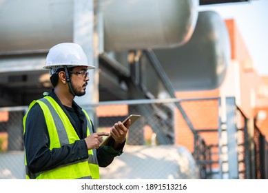 Engineers Work Place To Keep Liquid Helium,preventive Maintenance Schedule Checking,Thailand People