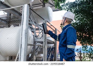 Engineers Work Place To Keep Liquid Helium,preventive Maintenance Schedule Checking,Thailand People