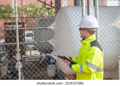 Engineers Work Place To Keep Liquid Helium,preventive Maintenance Schedule Checking,Thailand People