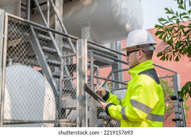 Engineers Work Place To Keep Liquid Helium,preventive Maintenance Schedule Checking,Thailand People