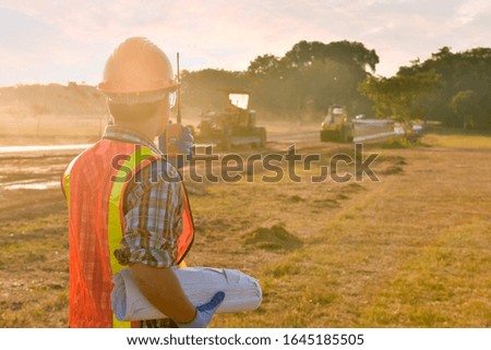 Similar – Image, Stock Photo Surveying in road construction