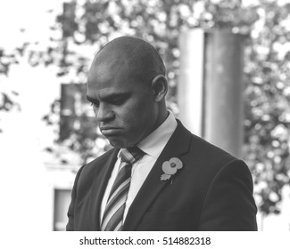 England, Bristol - November 13, 2016: Marvin Rees Bristol Mayor On Remembrance Sunday 