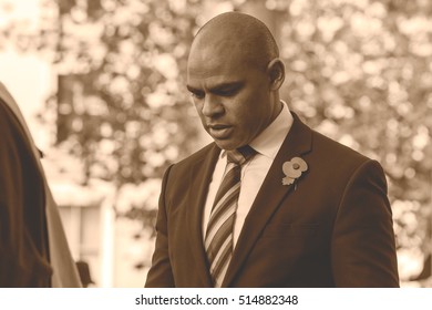 England, Bristol - November 13, 2016: Marvin Rees Bristol Mayor On Remembrance Sunday 