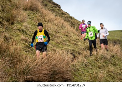 England, Cumbria, Ennerdale, 16th February 2019, Jarrett's Jaunt Fell Run, Competitors Competing Hard