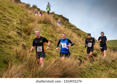 England, Cumbria, Ennerdale, 16th February 2019, Jarrett's Jaunt Fell Run, Competitors Competing Hard