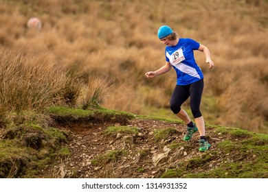 England, Cumbria, Ennerdale, 16th February 2019, Jarrett's Jaunt Fell Run, Competitors Competing Hard