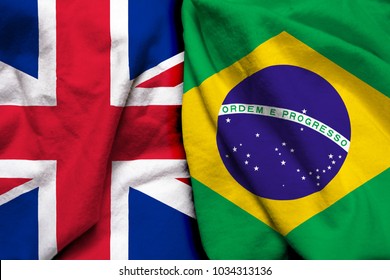 England flag and Brazil flag together