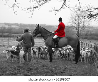 England Hunt Scene With Horse And Hounds