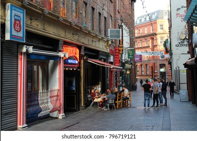 ENGLAND, LIVERPOOL, MATHEW STREET, SEPTEMBER 28, 2015; Scene On The Mathew Street In Liverpool Where The Beatlemania Never Stops