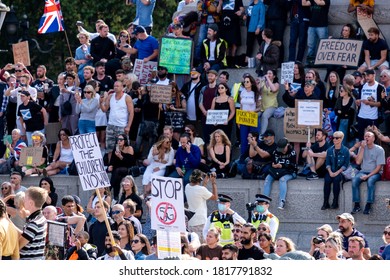 England, London - September 19 2020 - Protest Against Covid-19 Lockdown And Restrictions Held In Trafalgar Square - Photographer : Brian Duffy