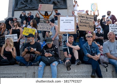 England, London - September 19 2020 - Protest Against Covid-19 Lockdown And Restrictions Held In Trafalgar Square - Photographer : Brian Duffy