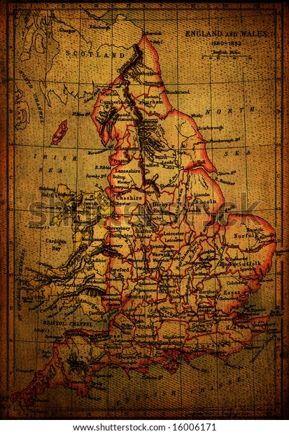 England Map On Vintage Paper Stock Photo (Edit Now) 16006171