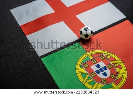 England vs Portugal, Football match with national flags