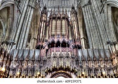 England, York - Aug 30, 2016: York Minster Organ HDR