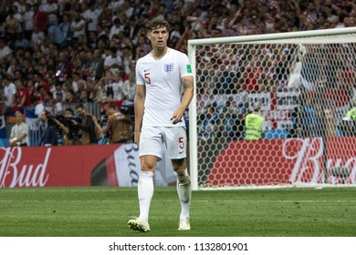 England's Defender John Stones 1/2 Final Football Match At World Cup 2018 Between Croatia And England. 