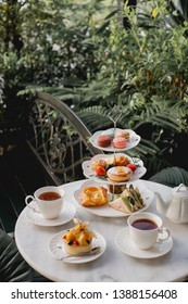English Afternoon High Tea In The Garden