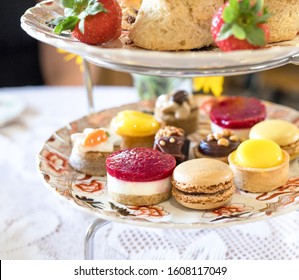 English Afternoon Tea With Cakes And Sandwiches.