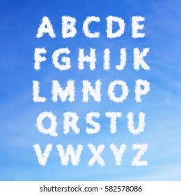 The English alphabet from clouds.