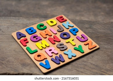 English Alphabet Made Square Wooden Tiles Stock Photo 2167316031 ...