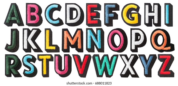 English alphabet of stitched with thread isolated on white background - Shutterstock ID 688011823