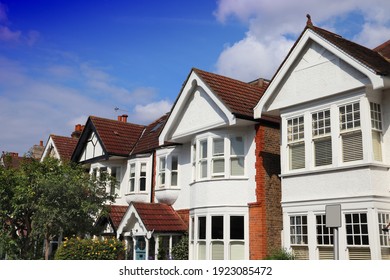 English architecture. Kew, London. Houses street view in residential district of London UK.