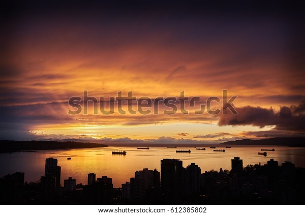 English Bay Sunset Vancouver Bc Looking Stock Photo Edit Now