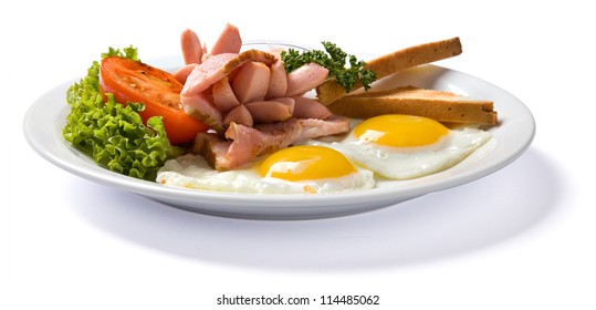 english breakfast isolated low angle view, with clipping path