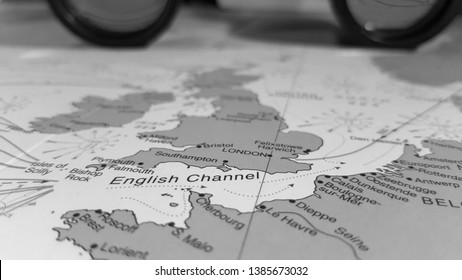 English Channel On Map Or Marine Chart