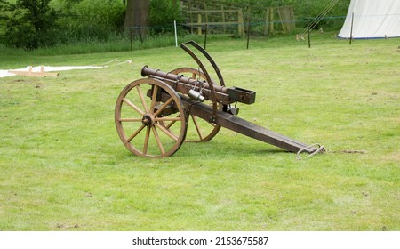 English Civil War Cannon With Wooden Wheels And Steel Barrel