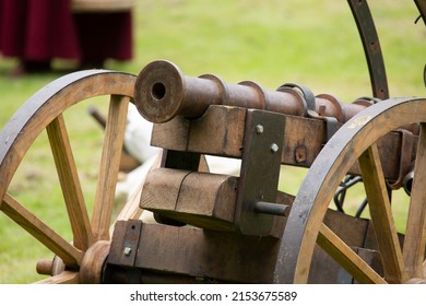 English Civil War Cannon With Wooden Wheels And Steel Barrel