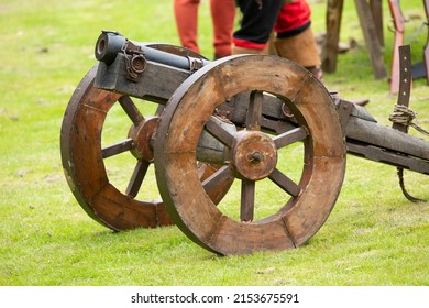 English Civil War Cannon With Wooden Wheels And Steel Barrel