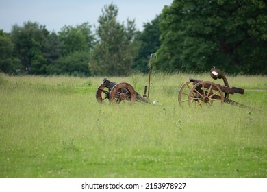 English Civil War Cannon With Wooden Wheels And Steel Barrel