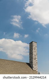 English Cottage Style Brick Chimney Showing.