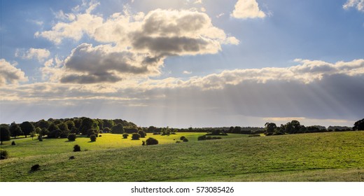 English country side HDR with Crepuscular rays/sunbeams/God rays.