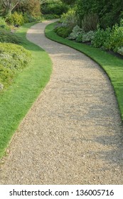 English Garden Gravel Path In Autumn