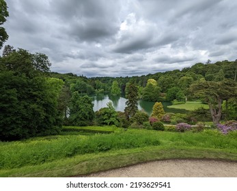 An English Garden Landscape With Clouds 