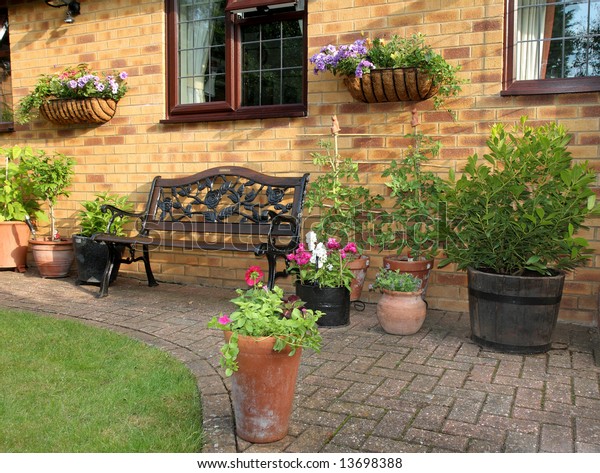 English Garden Patio Area Bench Seat Stock Photo Edit Now 13698388