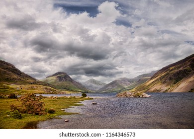  English Lake District, Wast Water with Scafell Pike rising on the right and the Great Gable on the left. - Shutterstock ID 1164346573