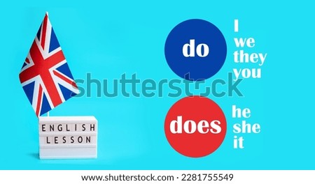 English lesson. Table of examples of the use of the auxiliary verbs Do and Does