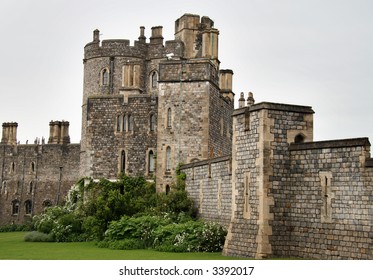 English Medieval Castle In The Rain