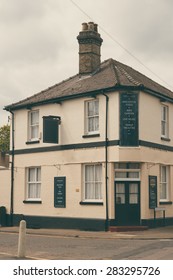 English Pub Exterior Architecture Detailes And Menu Vertical Image