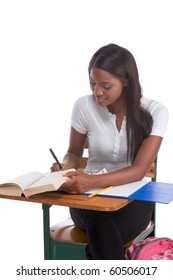 English Spelling-bee Contest Education Series - Ethnic Black Female High School Student Studying Dictionary Preparing For Test, Exam Or Spelling Bee Contest