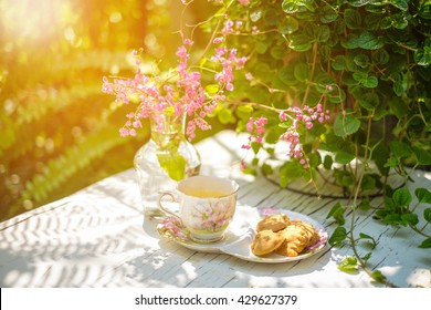 English Tea In Garden.