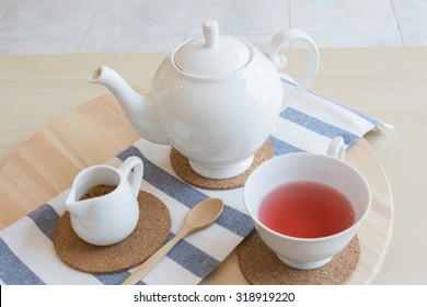 English Tea Set With Fruit Tea ,selective Focus Point.