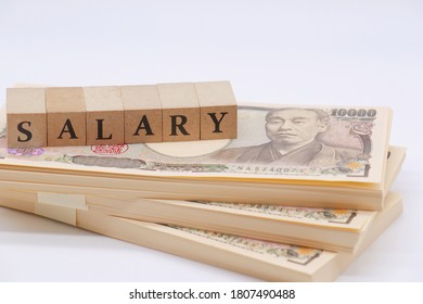 The English word "SALARY". Japanese 10,000 yen bill. - Shutterstock ID 1807490488