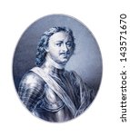 Engraving of Peter I (the Great) Emperor of Russia (1682-1725).