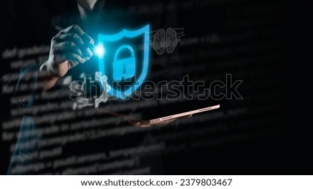 Enhance user privacy with an electronic pen tapping on a virtual screen, demonstrating AI-powered data protection and personal information security
